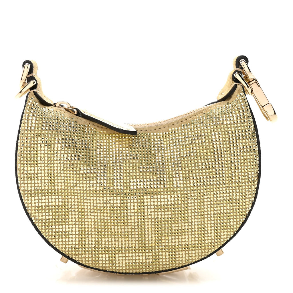 Crystal Vitello Laminato Suede FF Nano Fendigraphy Hobo Charm Platino