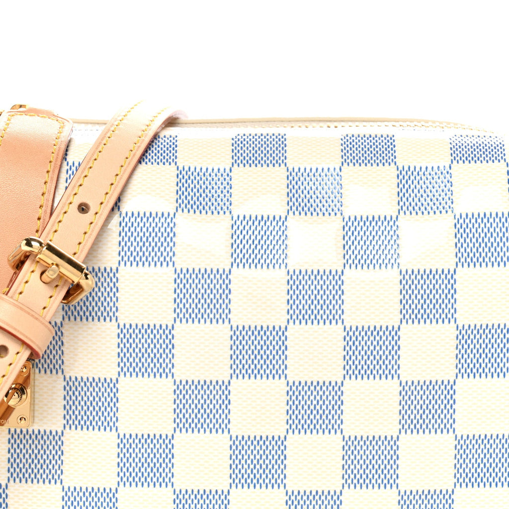 Damier Vernis Calfskin Side Trunk MM Celeste Blue
