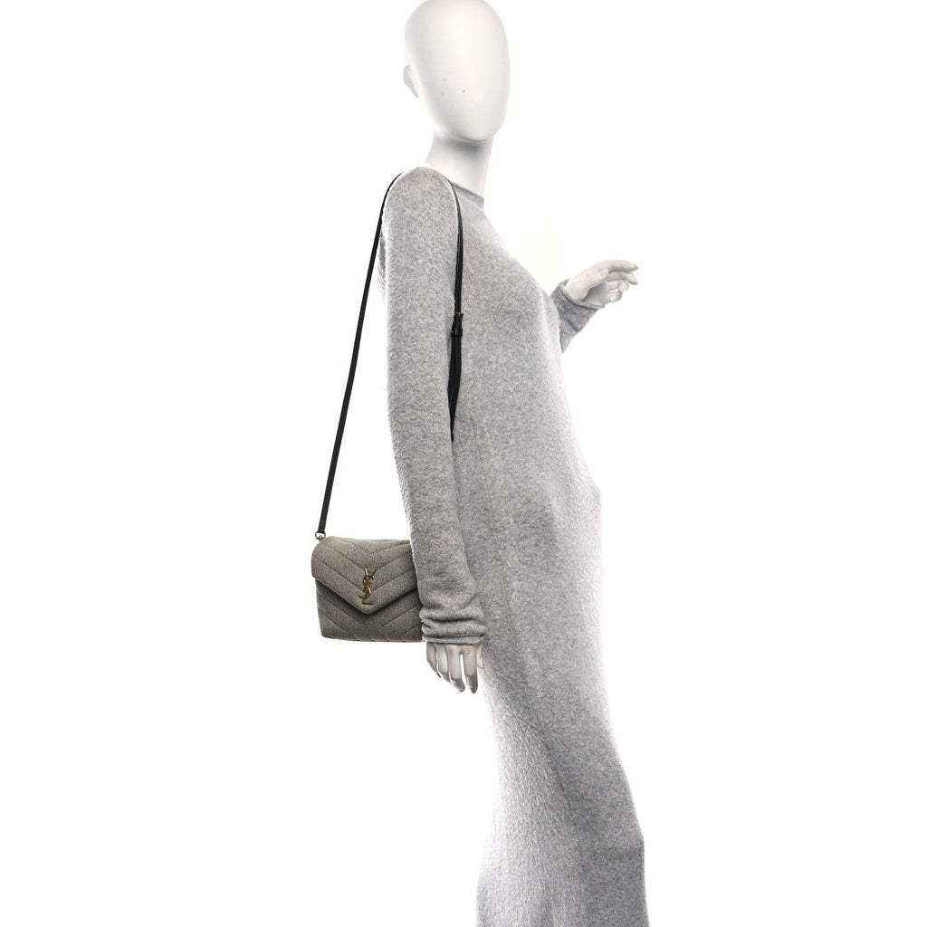 Denim Y Quilted Monogram Toy Loulou Crossbody Bag Grey