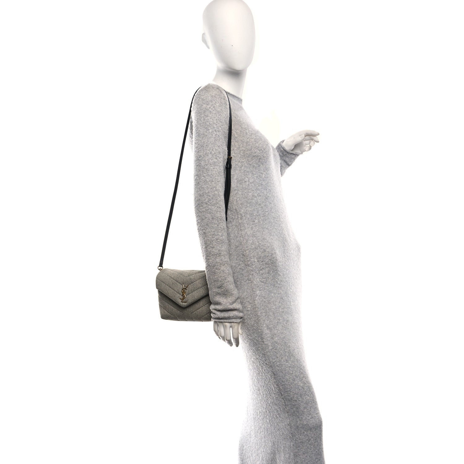 Denim Y Quilted Monogram Toy Loulou Crossbody Bag Grey