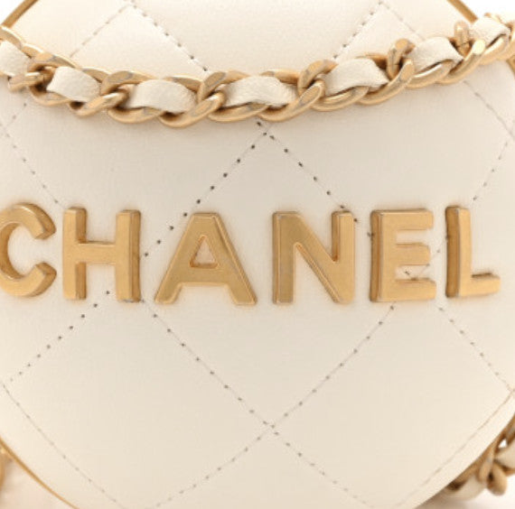 Lambskin Quilted Sphere Minaudiere Chain Clutch White