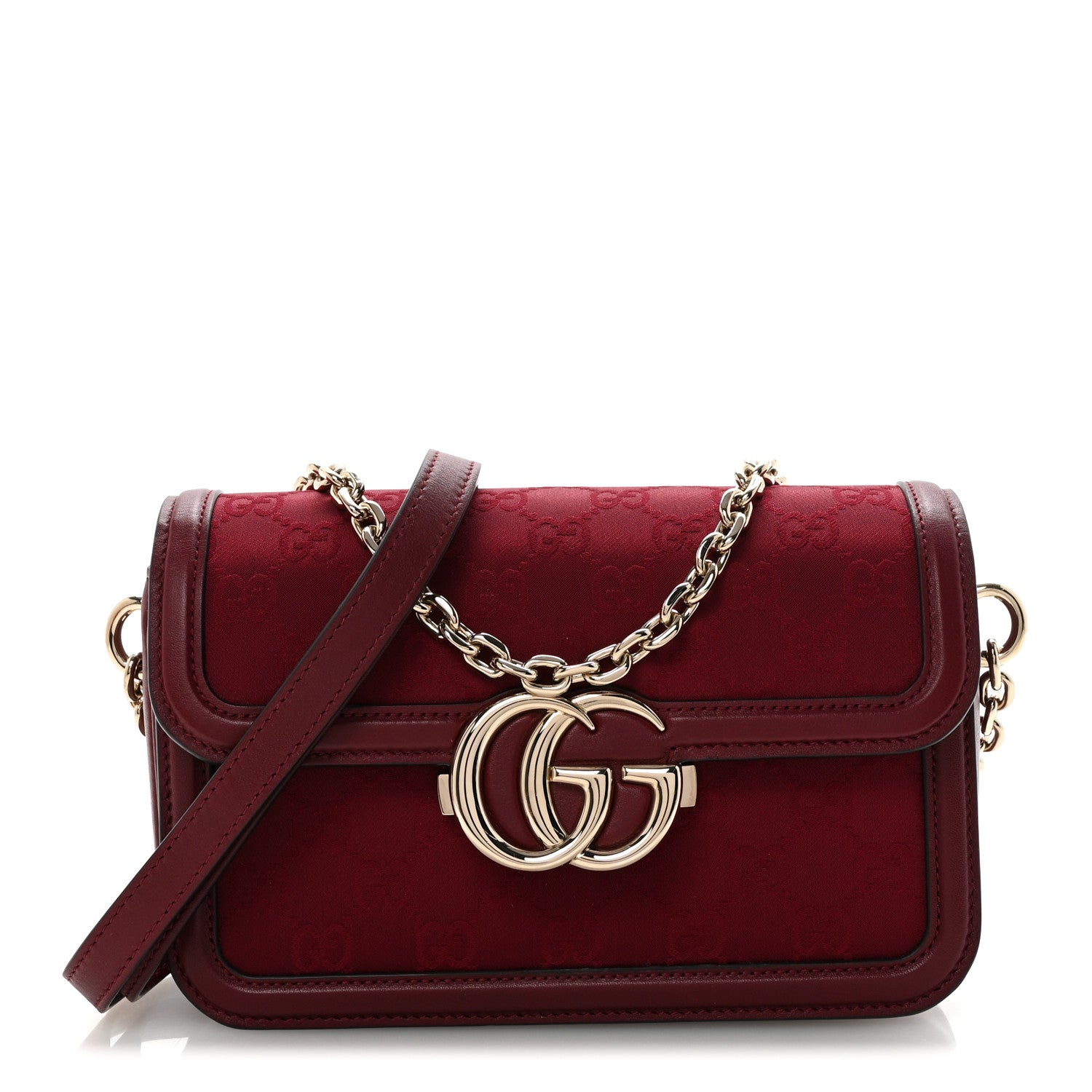 Crepe Wool Silk GG Monogram Go Small Shoulder Bag Rosso Ancora
