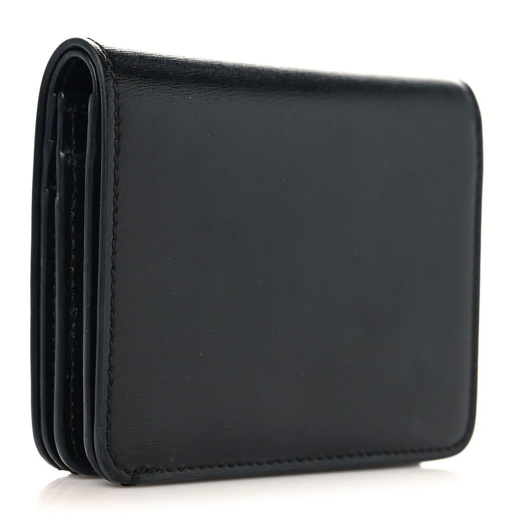 Shiny Calfskin Triomphe Compact Wallet Black