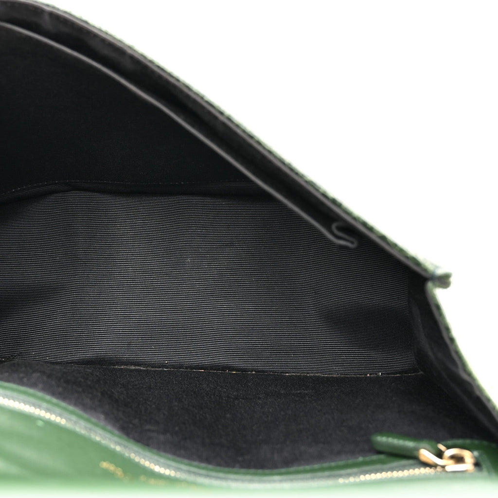 Ceramic Effect Deerskin Large Diorama Flap Bag Malachite Green