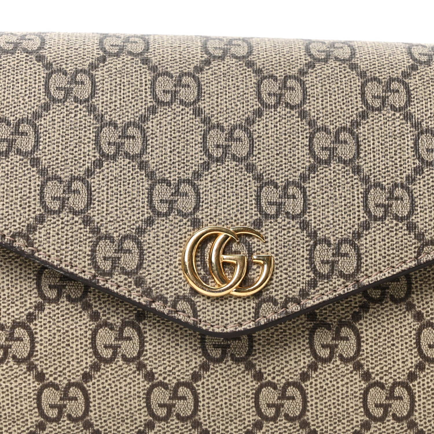 GG Supreme Monogram Textured Dollar Calfskin Web Mini Ophidia Envelope Shoulder Bag Beige Ebony