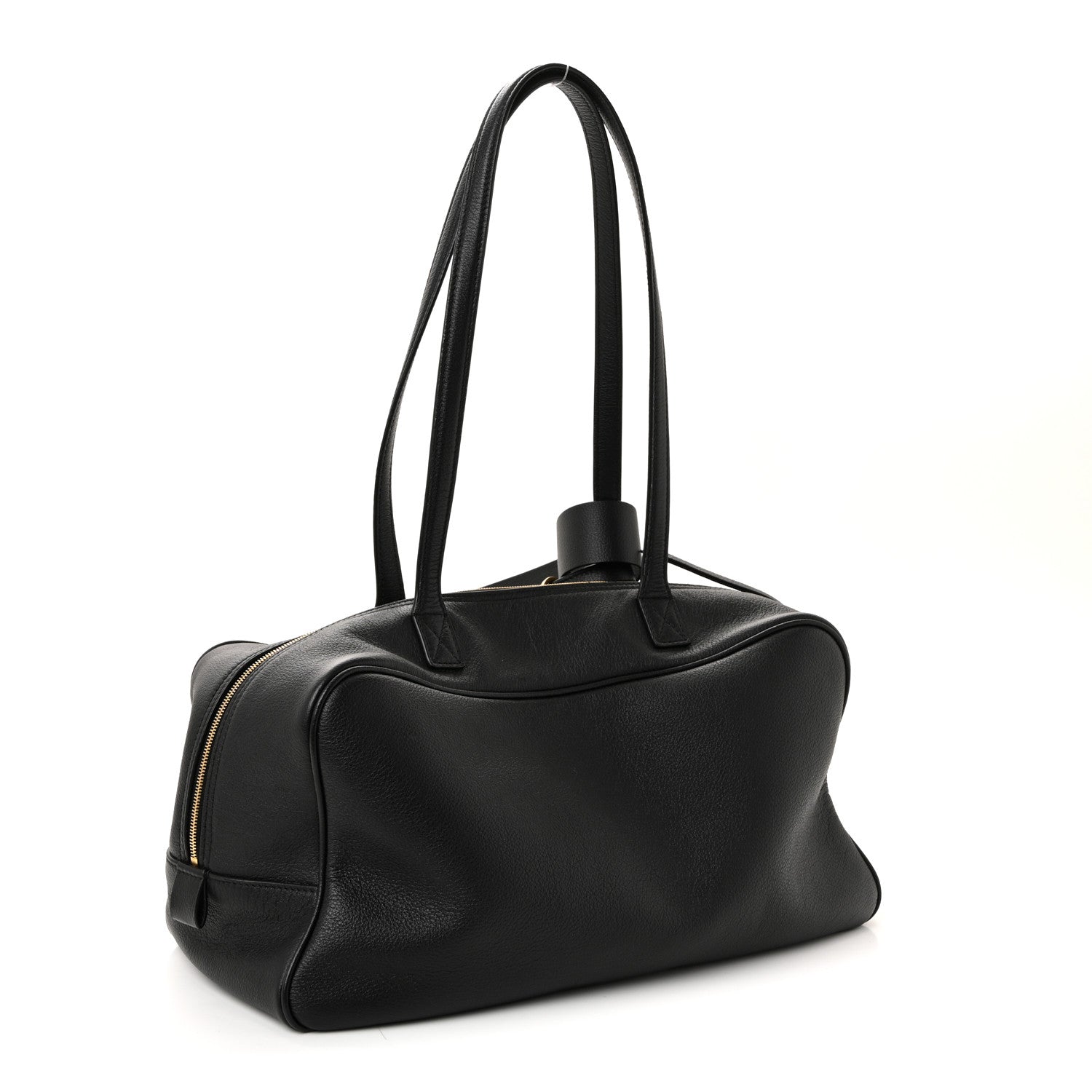 Grained Calfskin Medium Carrie Bowling Bag Black