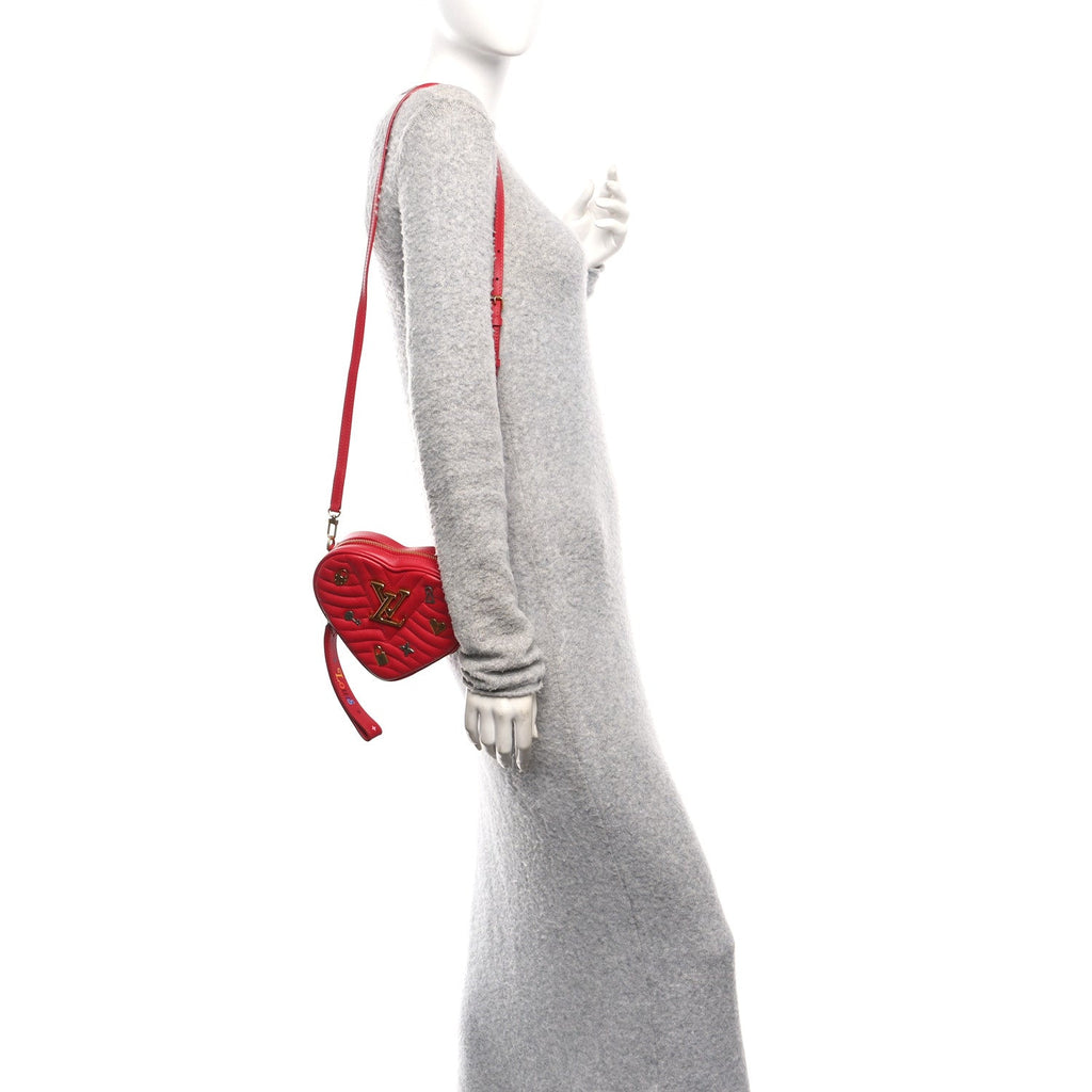 Calfskin Embellished New Wave Love Lock Heart Bag Ecarlate