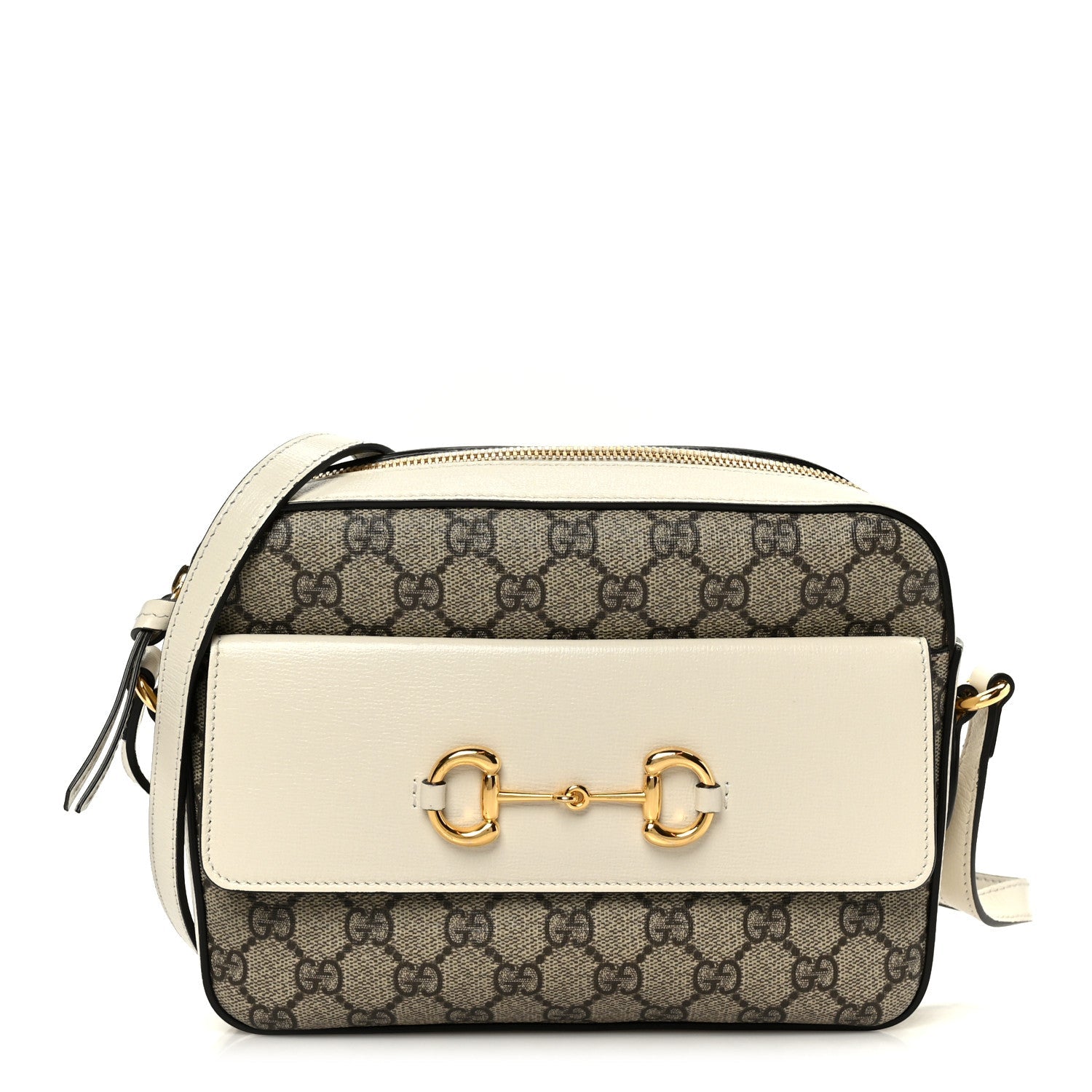 GG Supreme Monogram Small Horsebit 1955 Shoulder Bag Beige Mystic White