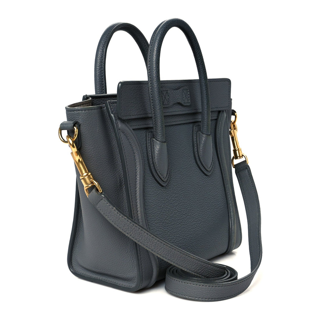 Drummed Calfskin Nano Luggage Kohl