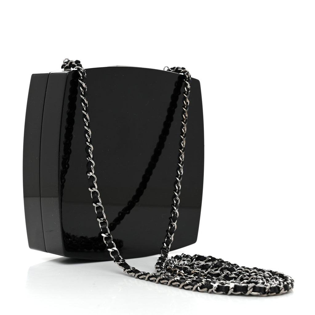 Plexiglass Compact Box Clutch Black Ivory