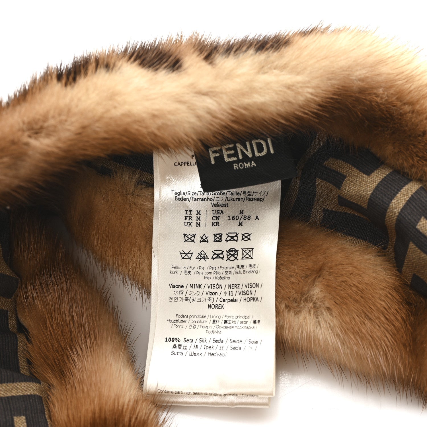 Mink Fur FF Logo Headband M Tobacco