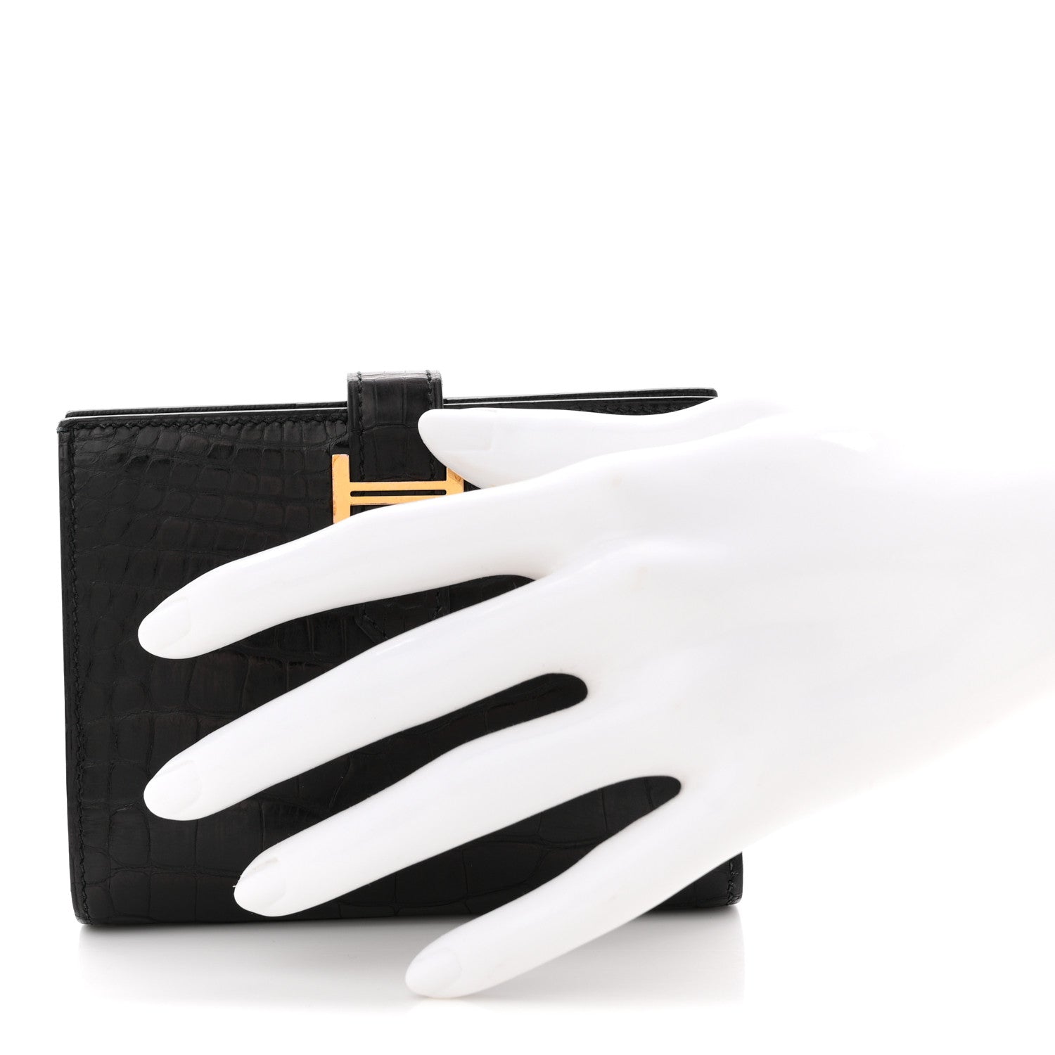 Matte Alligator Bearn Compact Wallet Black
