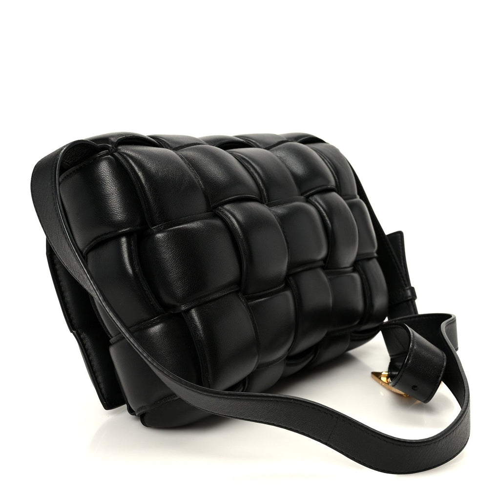 Nappa Maxi Intreccio Padded Cassette Crossbody Bag Black