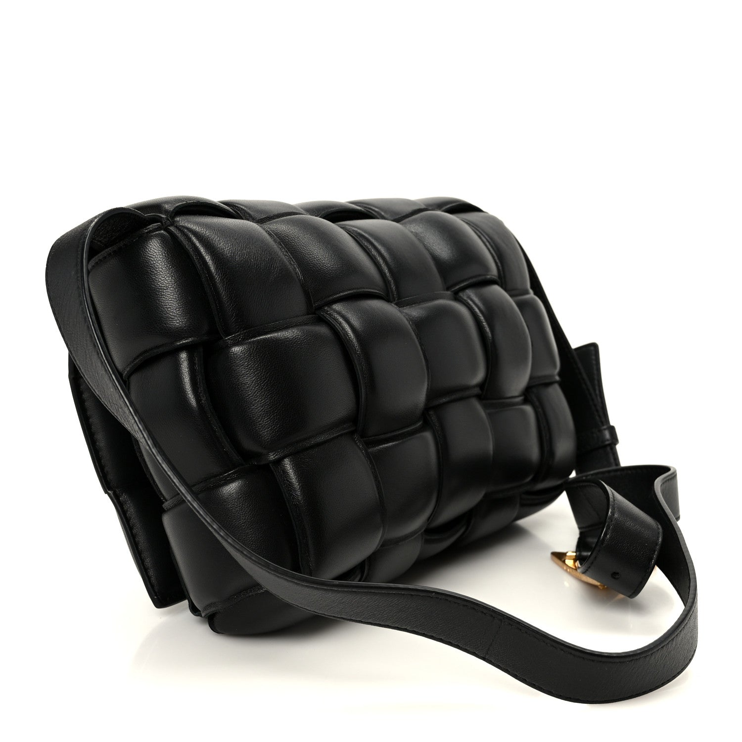 Nappa Maxi Intreccio Padded Cassette Crossbody Bag Black