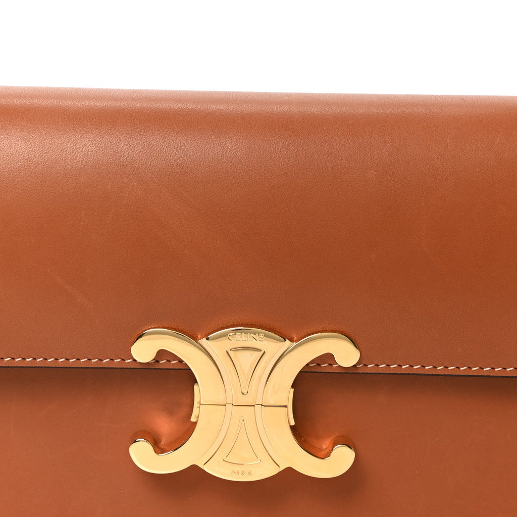 Natural Calfskin Triomphe Shoulder Bag Tan