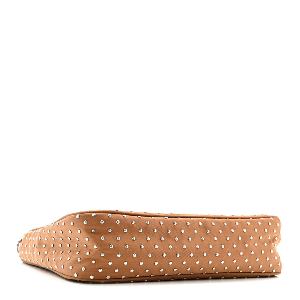 Tessuto Nylon Studded Mini Re-Edition Bag Brandy