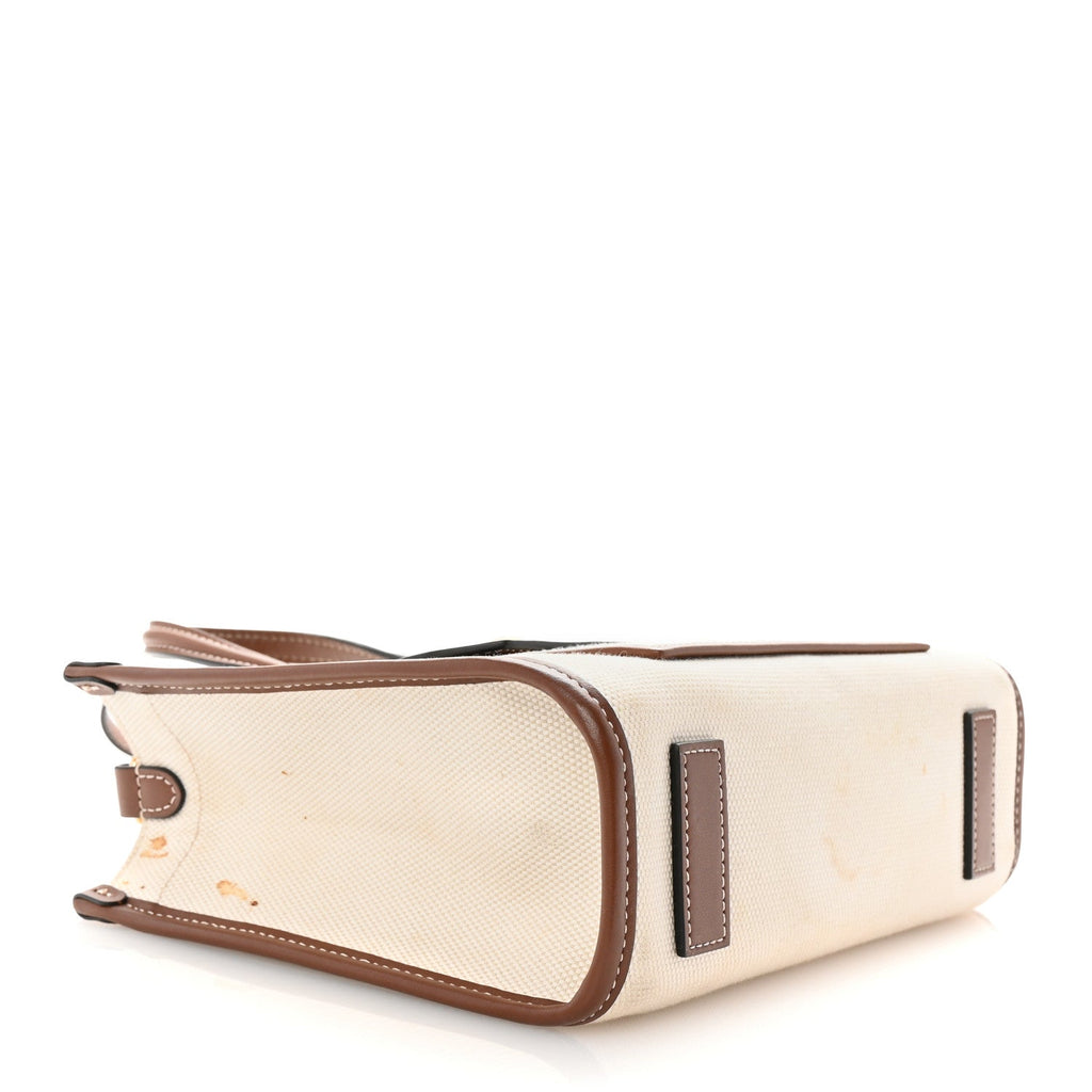 Canvas Smooth Calfskin Mini Two Tone Freya Tote Brown