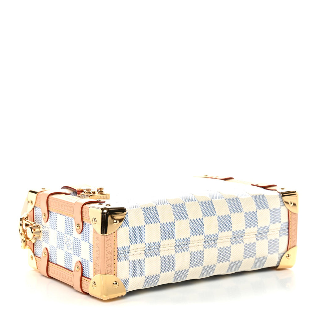 Damier Vernis Calfskin Side Trunk MM Celeste Blue