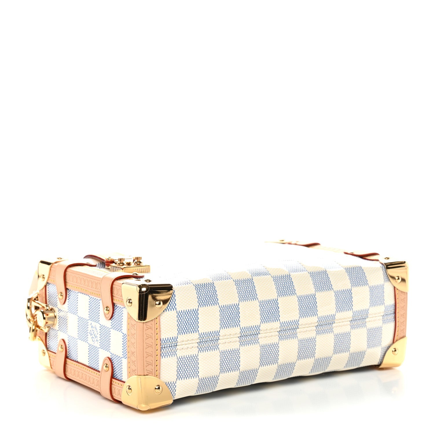 Damier Vernis Calfskin Side Trunk MM Celeste Blue