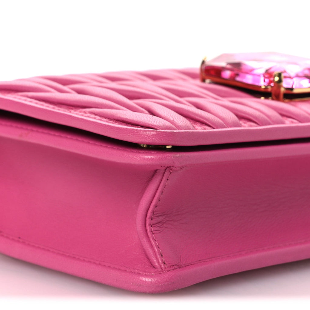 Nappa Matelasse Crystal Wallet On Chain  Fuxia