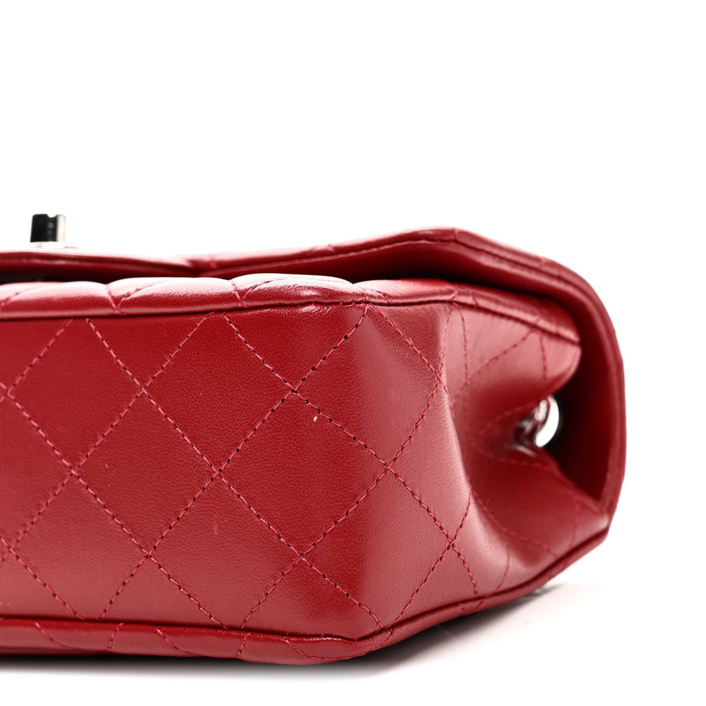 Lambskin Quilted Mini Rectangular Flap Red
