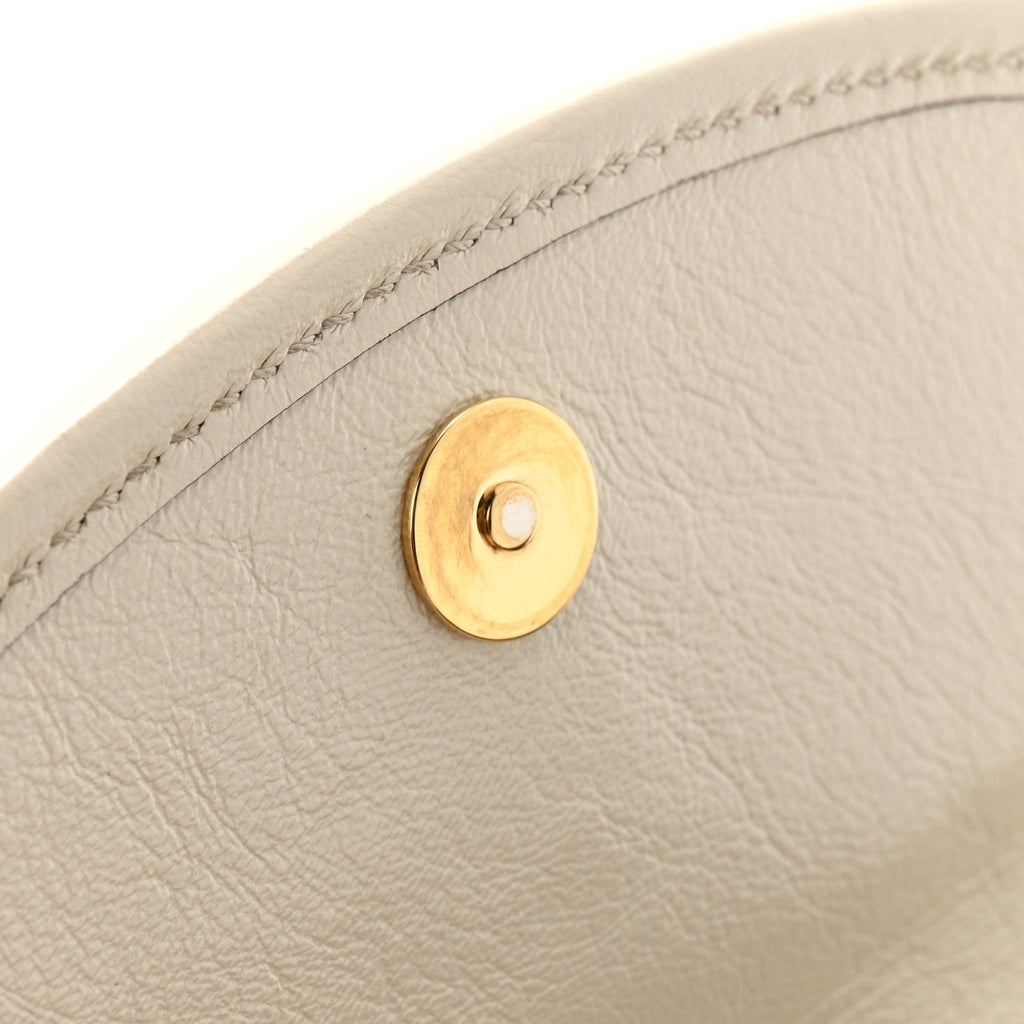Textured Calfskin Web Mini Rajah Slim Flap Shoulder Bag Mystic White