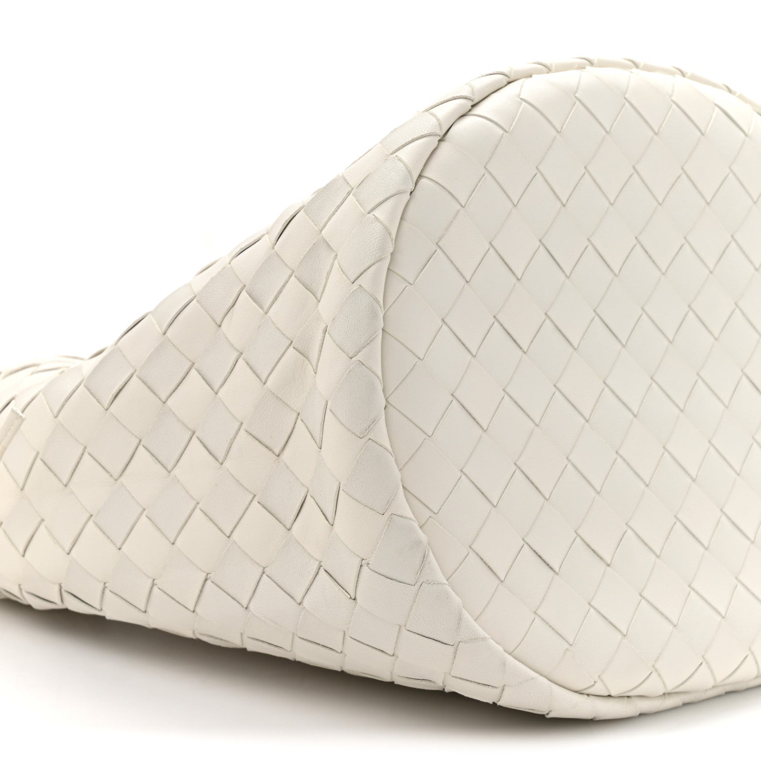 Calfskin Intrecciato Small Castello Bucket Bag White