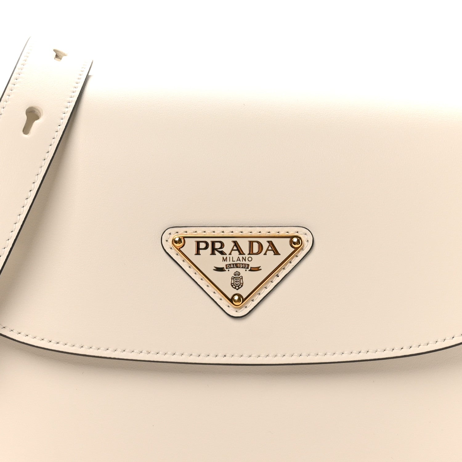 Soft Calfskin Triangle Arque Flap Shoulder Bag White