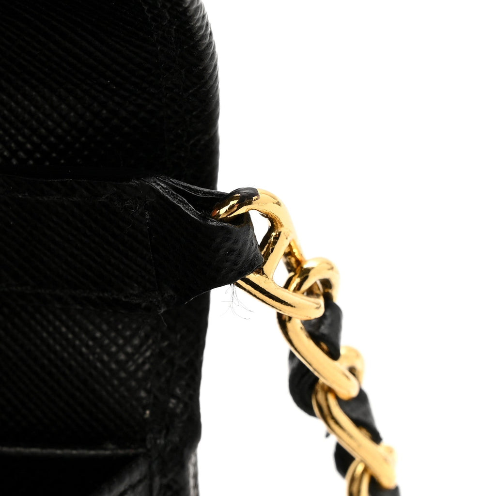 Saffiano Metal Oro Chain Wallet Black