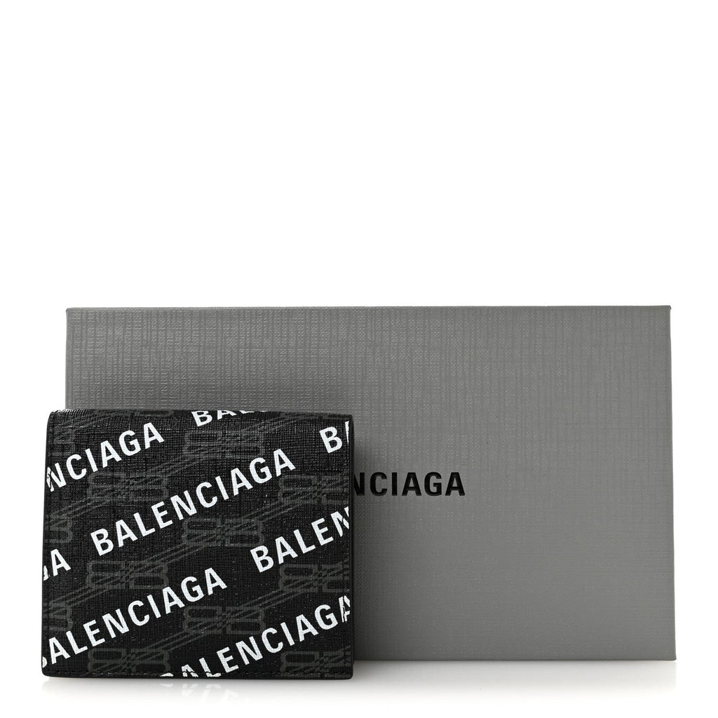 Coated Canvas BB Monogram Allover Logo  Holder Wallet Black Grey White