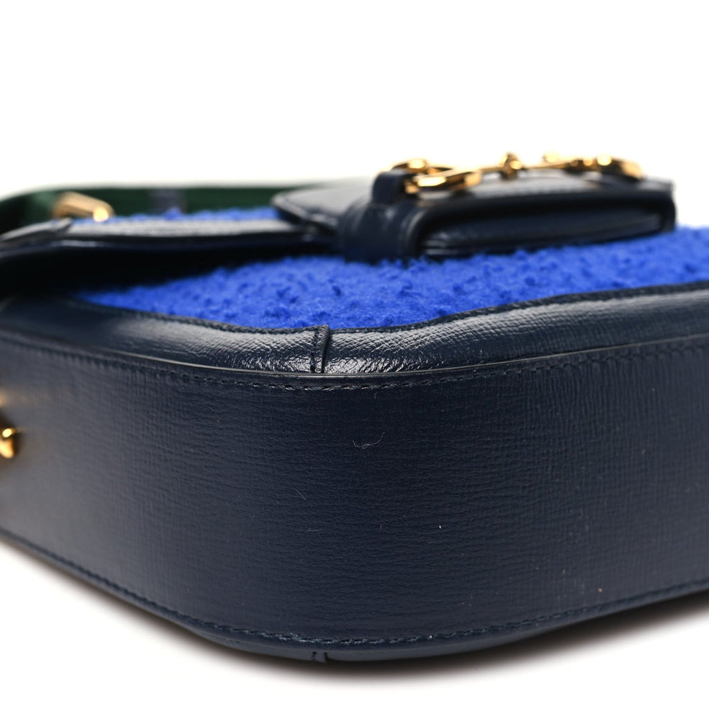 Casy Wool Azalea Calfskin Mini Horsebit 1955 Shoulder Bag Blue China