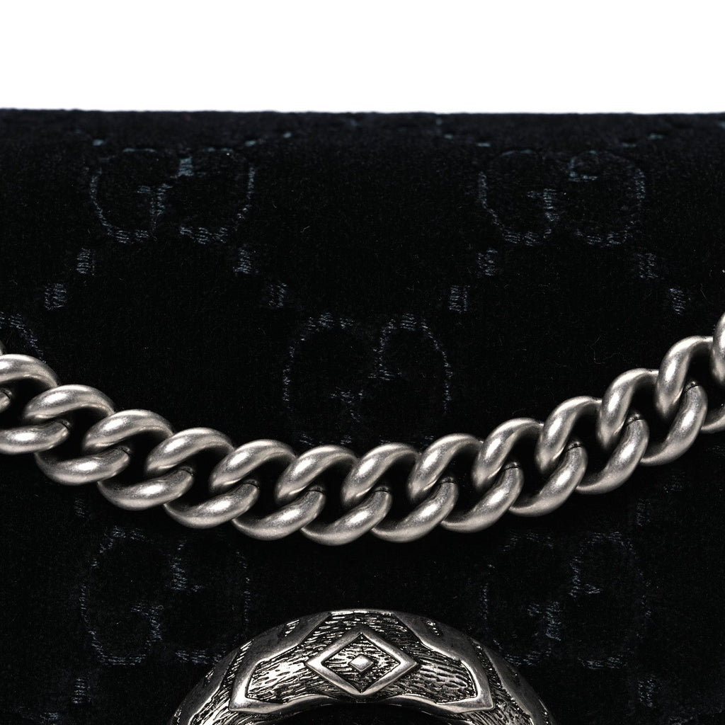 Velvet GG Monogram Small Dionysus Shoulder Bag Black