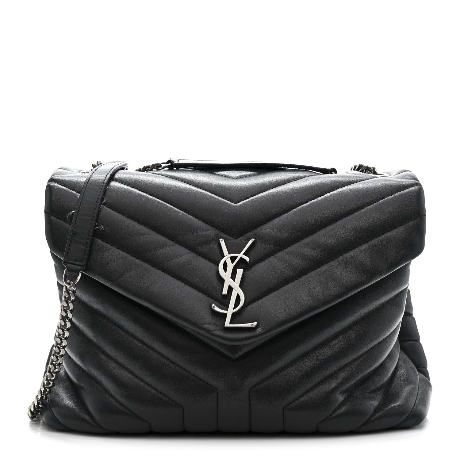 Calfskin Y Quilted Monogram Medium Loulou Chain Satchel Storm