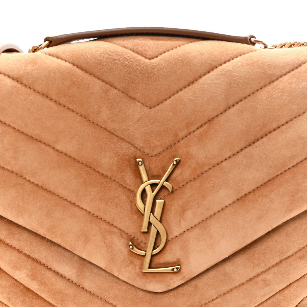Suede Y Quilted Monogram Medium Loulou Chain Satchel Cinnamon