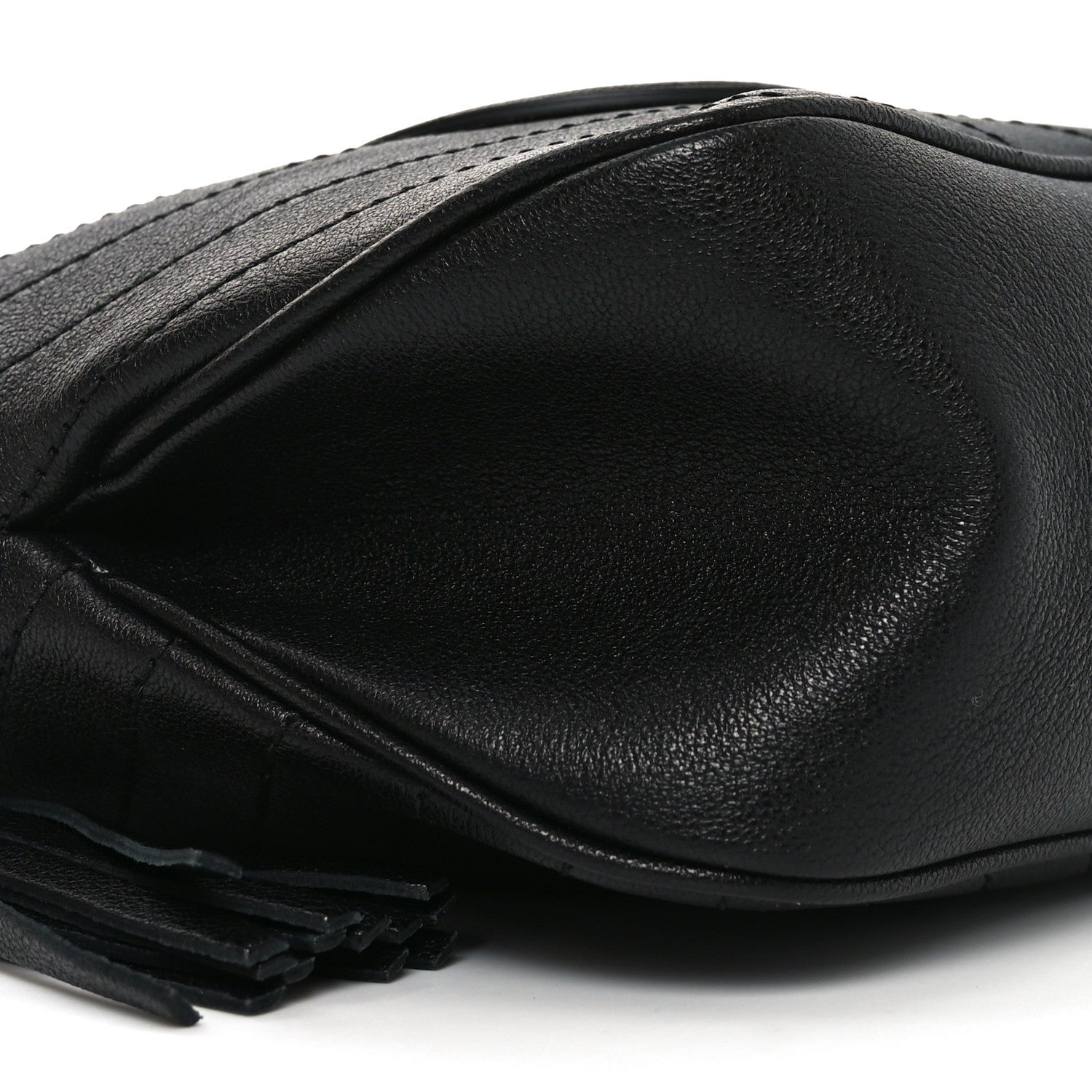 Sakai Be Green Calfskin Diagonal Stitched Mini Blondie Bucket Bag Black