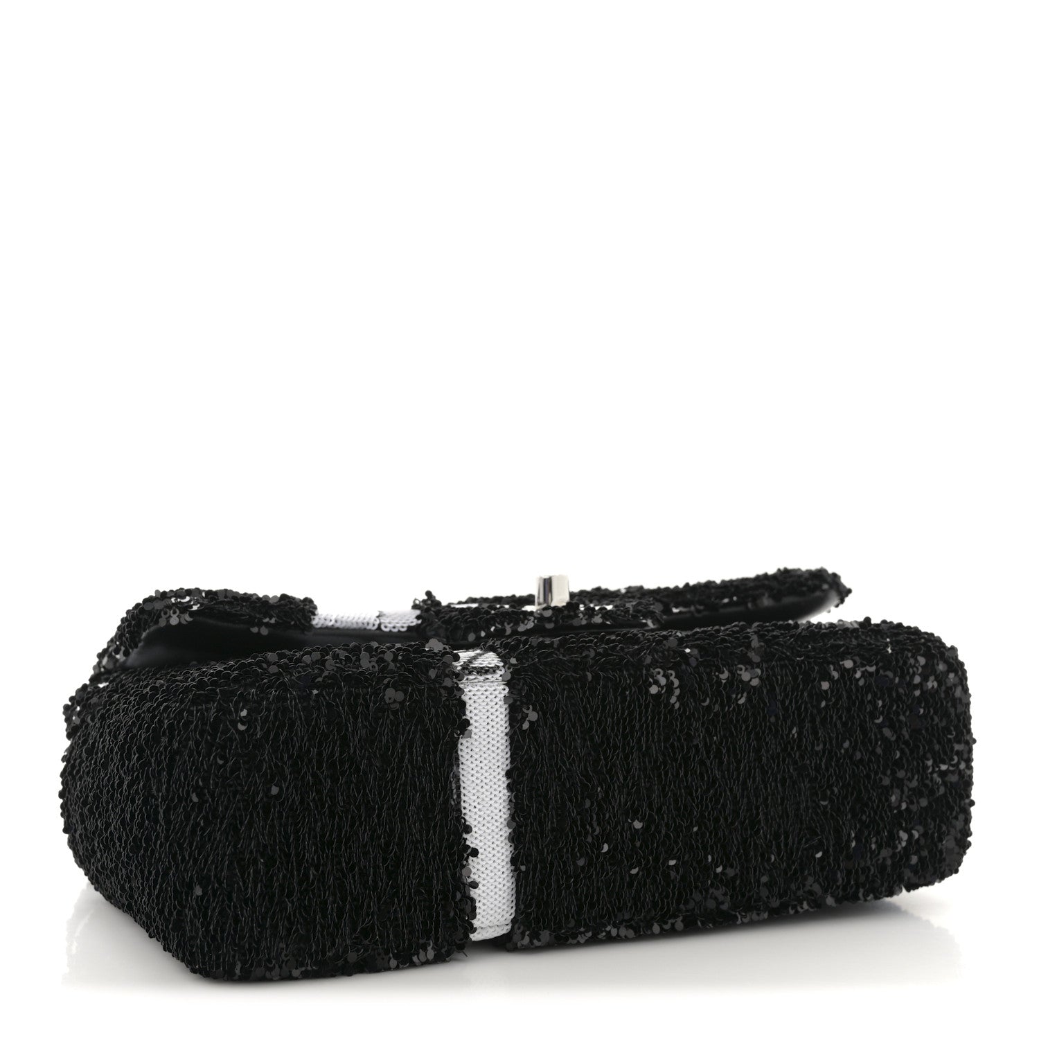 Sequin Ribbon Mini Rectangular Flap Black White