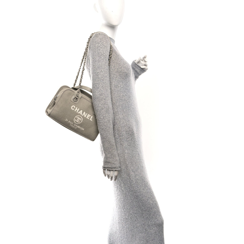 Canvas Deauville Small Bowling Bag Grey