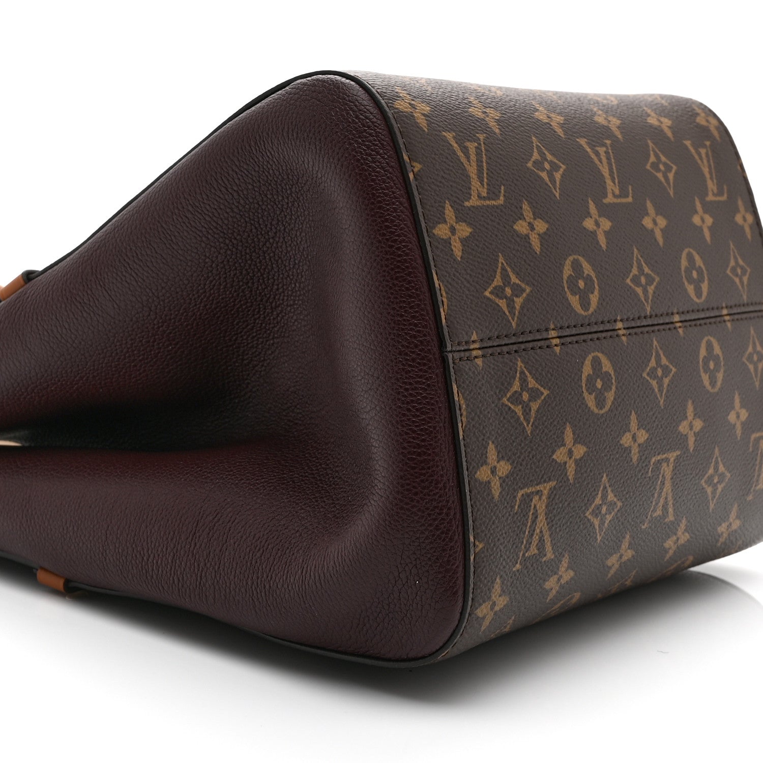 Calfskin Monogram Fold Tote MM Black Wine Cream