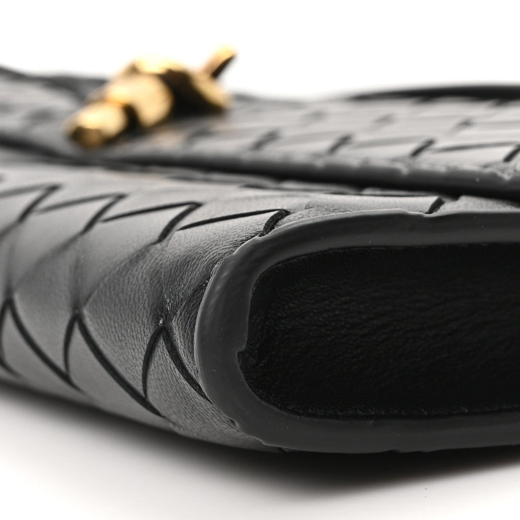 Nappa Intrecciato Long Andiamo Top Handle Clutch Black