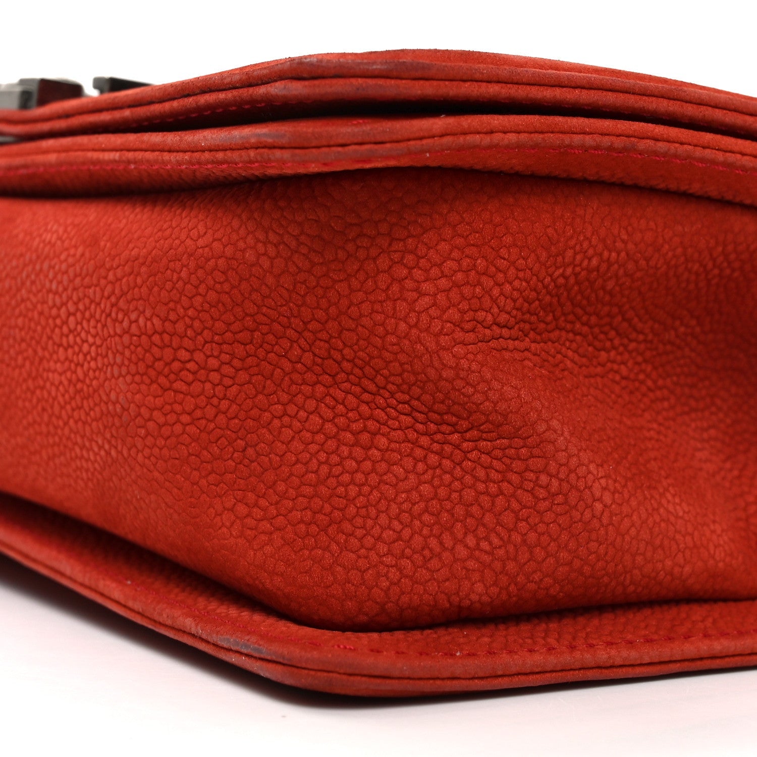 Suede Caviar Quilted Medium Boy Flap Red