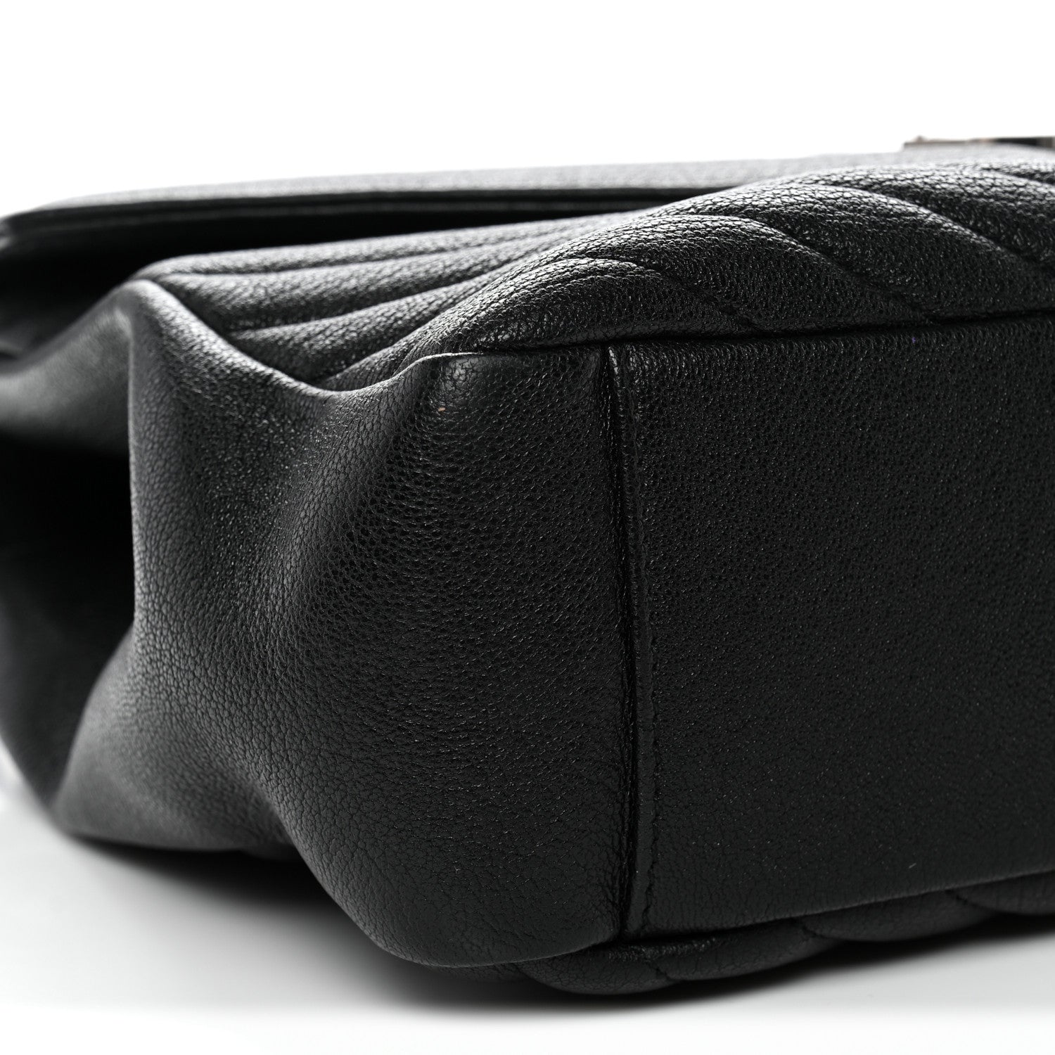 Sheepskin Matelasse Chevron Monogram Large College Satchel Black