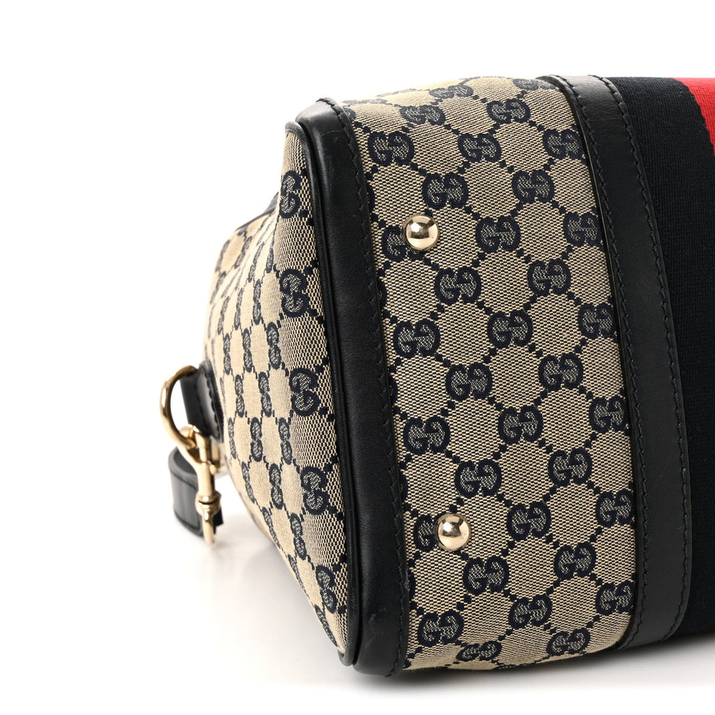 Monogram Selleria Calfskin Vintage Web Medium Boston Beige Blue