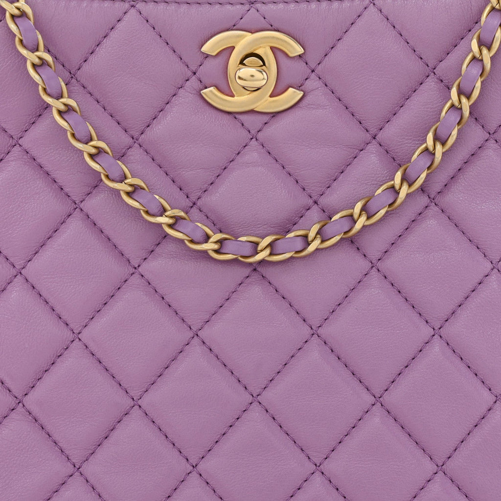 Lambskin Quilted Small Pearl Crush Hobo Purple