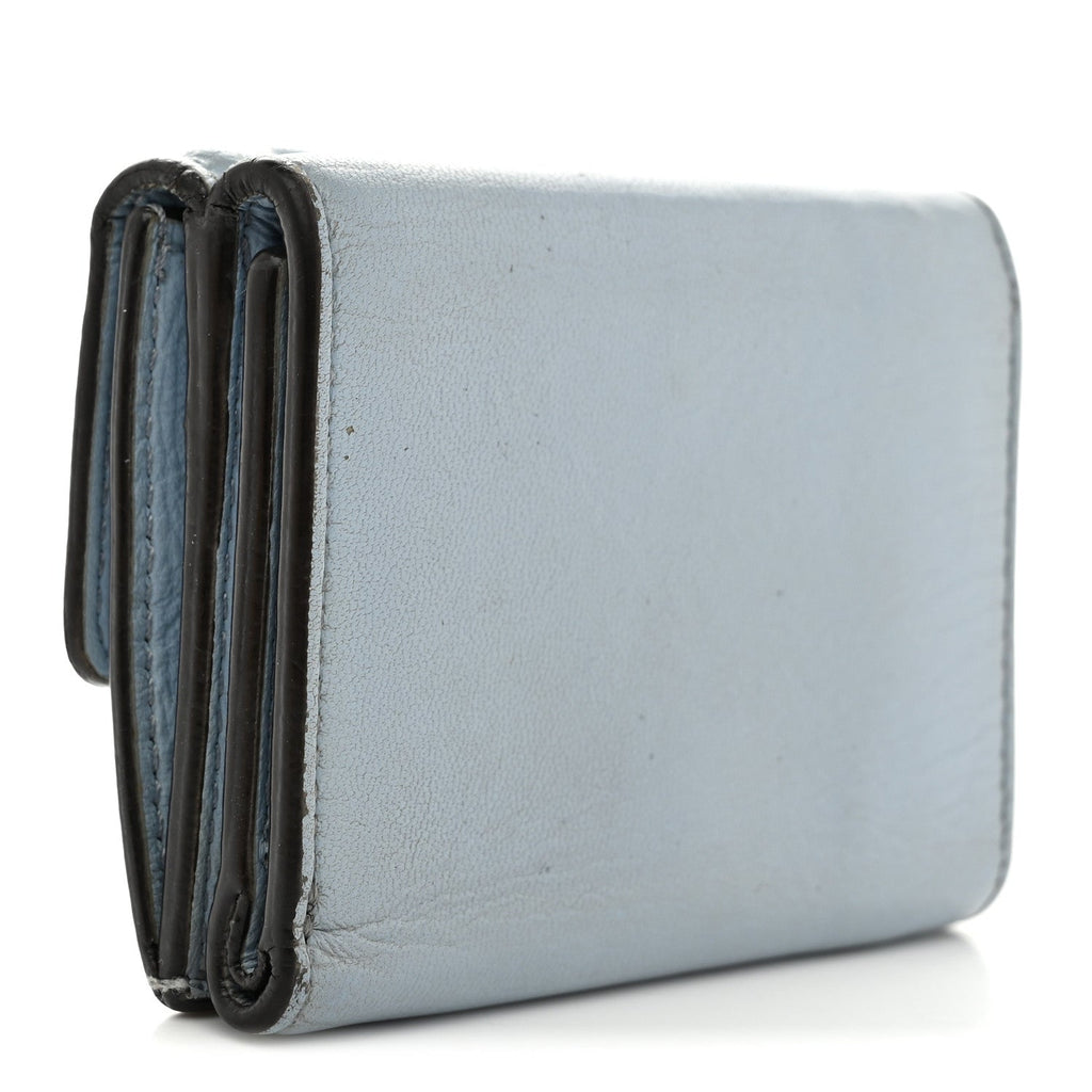 Nappa Matisse FF Diagonal Embossed Micro Tri-Fold Wallet Azzurro Polvere