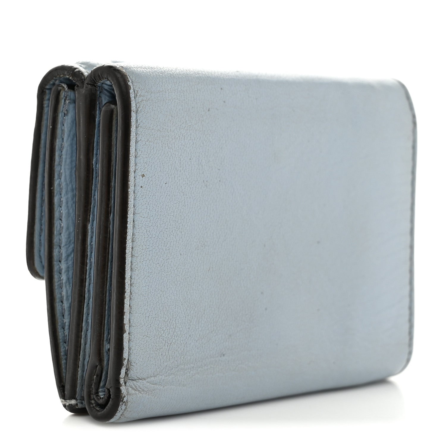 Nappa Matisse FF Diagonal Embossed Micro Tri-Fold Wallet Azzurro Polvere