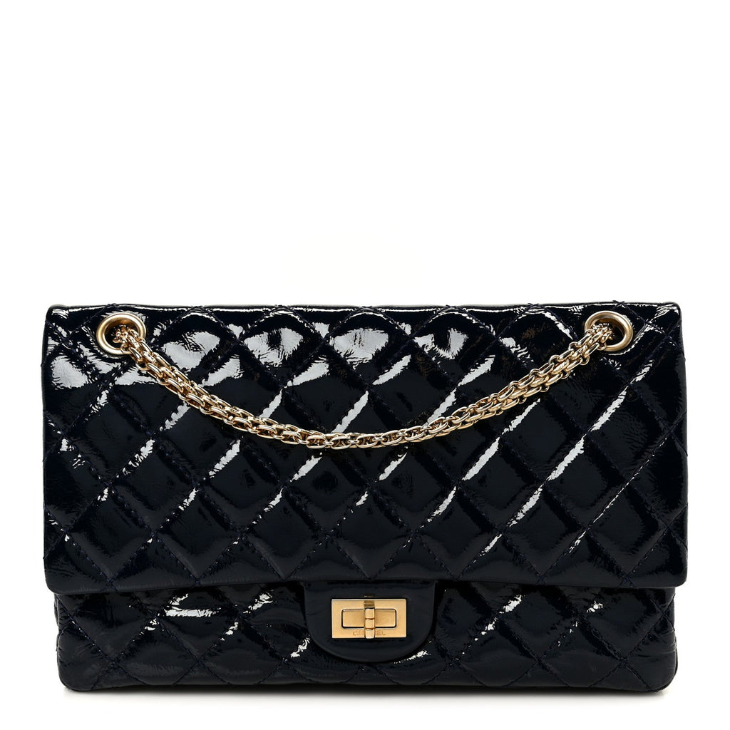 Distressed Patent Quilted 2.55 Reissue 226 Flap Blue