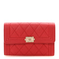 Caviar Quilted Medium Boy Flap Wallet Red