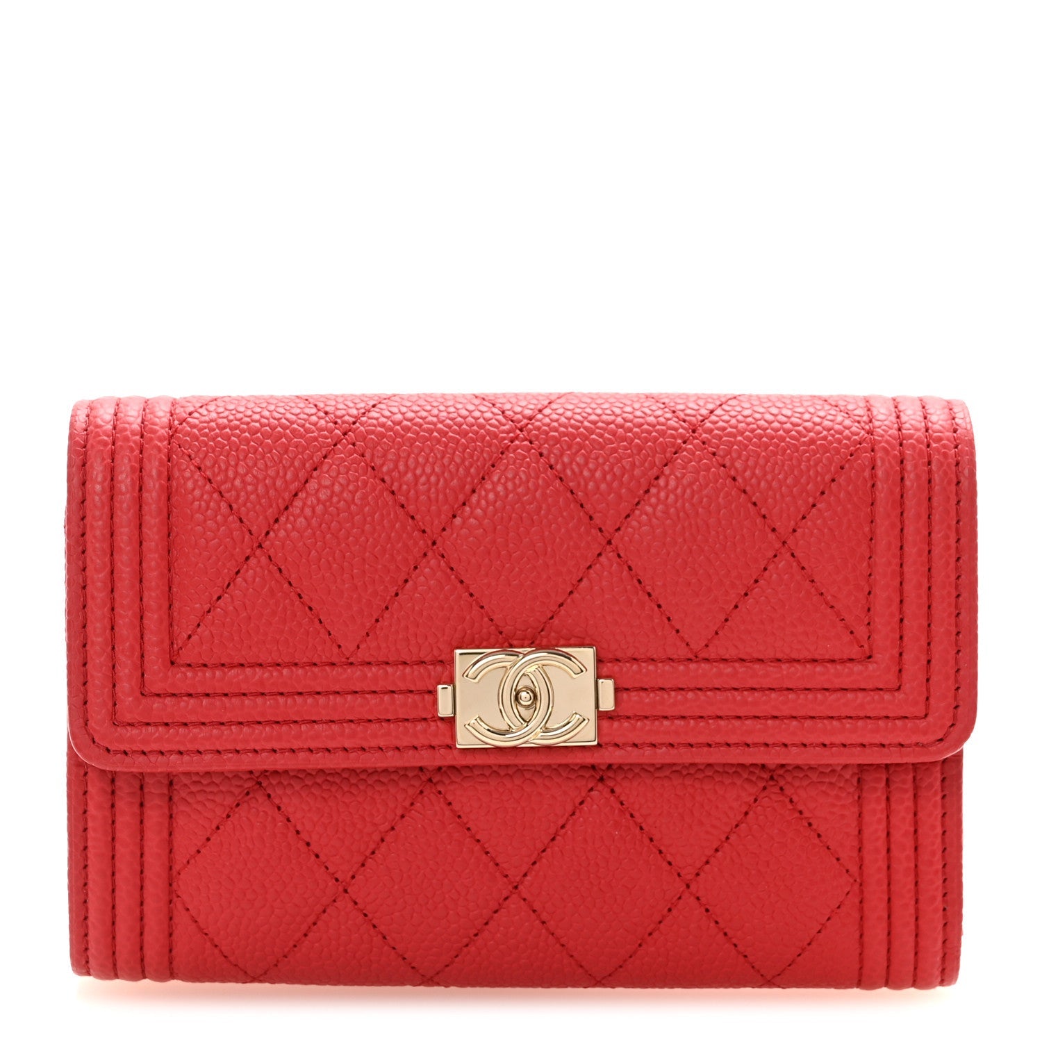 Caviar Quilted Medium Boy Flap Wallet Red