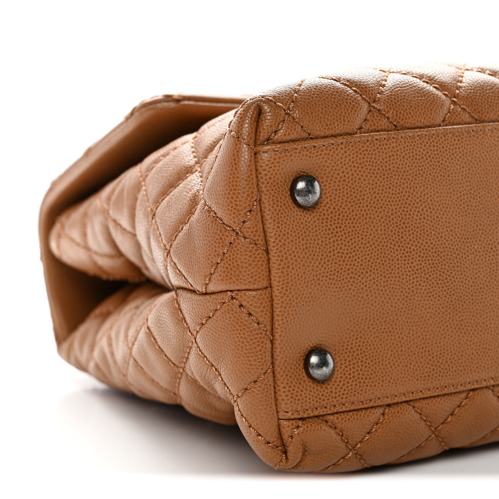 Caviar Quilted Medium Coco Handle Flap Camel