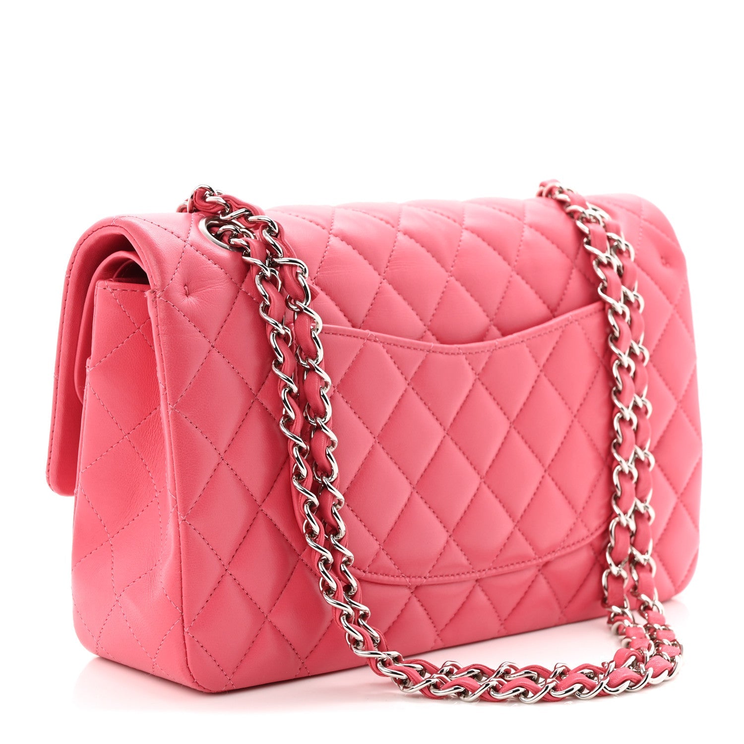 Lambskin Quilted Medium Double Flap Pink